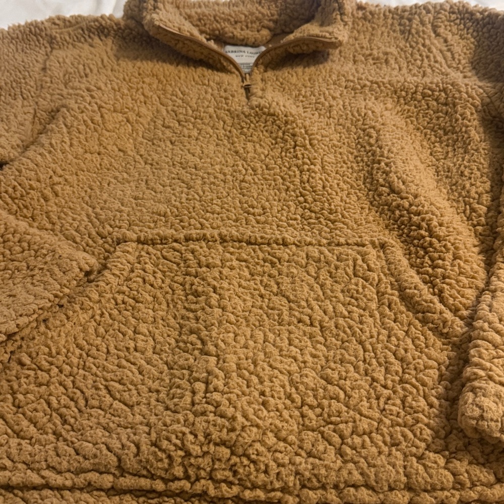 Sabrina Lauren New York Tan Sherpa Fleece Pullover quarter zip size XL - Picture 4 of 5